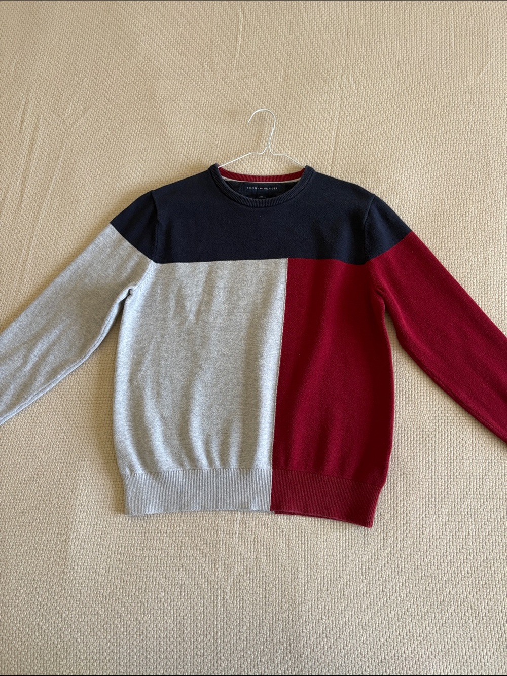 Tommy Hilfiger Colorblock Crewneck Sweater — Navy, Gray & Burgundy